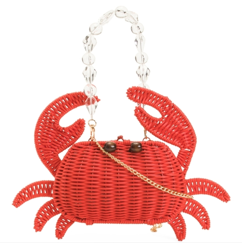 ❤️▪️Tommy Bahama▪️Red Crab-Shaped Woven Clutch Handbag